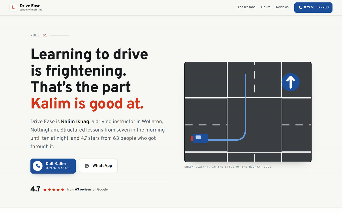 Driving instructor website — Highway Code design