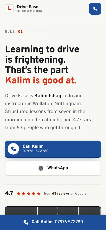 The instructor's site on a phone