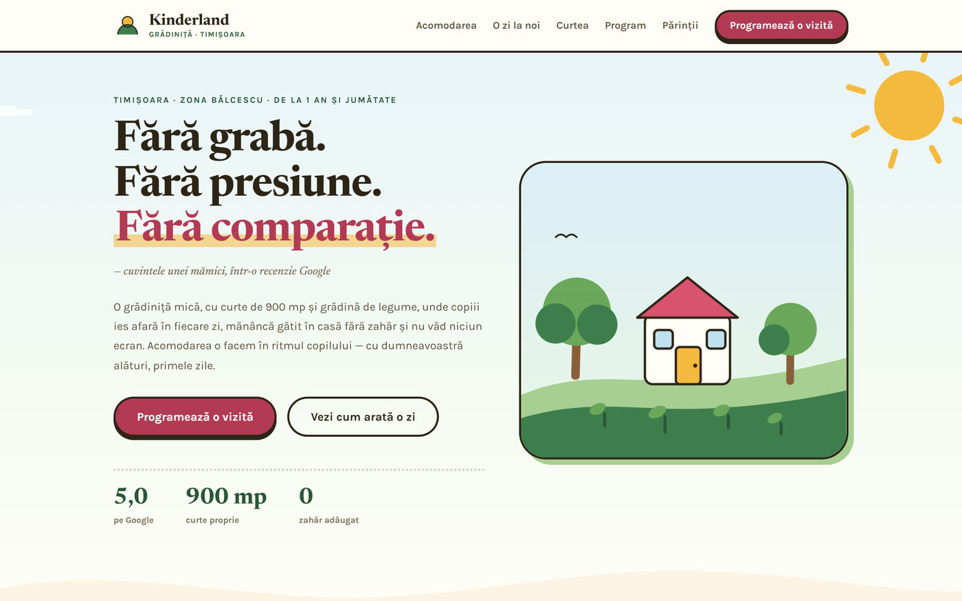 Kindergarten website — storybook design