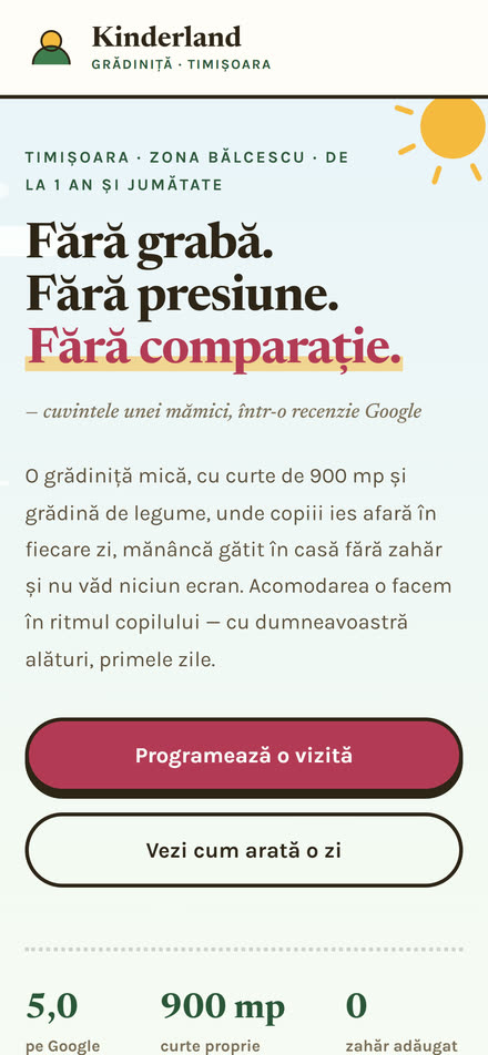 The kindergarten site on a phone