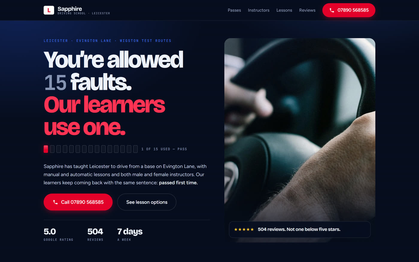 Driving school website — night-drive design